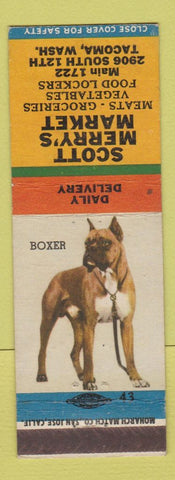 Matchbook Cover - Scott Merry's Market Grocery Tacoma WA Boxer