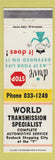 Matchbook Cover - World Transmission Specialist