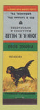 Matchbook Cover - John Miller Magazines Newspapers Lebanon PA Retriever