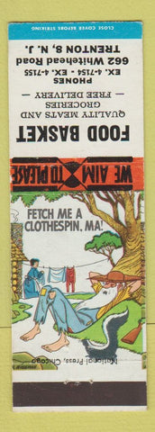 Matchbook Cover - Food Basket Grocery Trenton NJ hillbilly