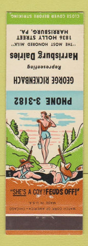 Matchbook Cover - Harrisburg Dairies George Rickenbach PA hillbilly