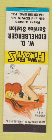 Matchbook Cover - WD Eichelberger Service oil gas Harrisburg PA pinup #1