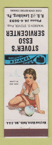 Matchbook Cover - Stover's Esso oil gas Lewisburg PA pinup