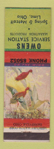 Matchbook Cover - Owens Service Marathon oil gas Lima OH