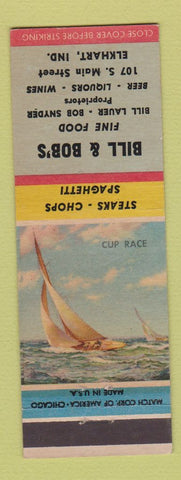 Matchbook Cover - Bill & Bob's Restaurant Elkhart IN