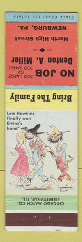 Matchbook Cover - Denton Miller Newburg PA hillbilly