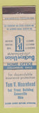 Matchbook Cover - Buckeye Union Insurance Tom Moorehead Zanesville OH WEAR