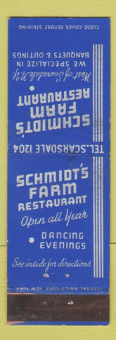 Matchbook Cover - Schmidt's Farm Restaurant Scarsdale NY