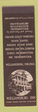 Matchbook Cover - Williamsburg Inn VA SAMPLE