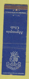 Matchbook Cover - Algonquin Club WEAR