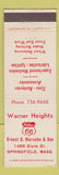 Matchbook Cover - Warner Heights Phillips 66 oil gas Springfield MA