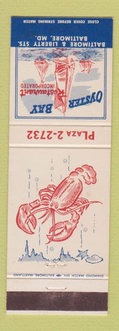 Matchbook Cover - Oyster Bay Restaurant Baltimore MD