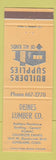 Matchbook Cover - Deines Lumber Loveland Colorado