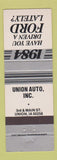 Matchbook Cover - 1984 Ford Union Auto Union IA