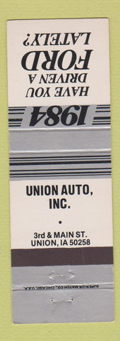 Matchbook Cover - 1984 Ford Union Auto Union IA