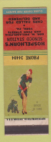 Matchbook Cover - Hospelhorn's Sunoco oil gas York PA pinup