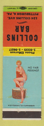 Matchbook Cover - Collins Bar Pittsburgh PA pinup