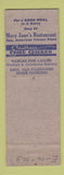 Matchbook Cover - Mary Jane's Restaurant Marcus Hook PA pinup
