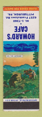 Matchbook Cover - Howard's Cafe Pittsburgh PA