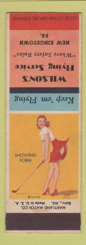 Matchbook Cover - Wilson's Flying Service New Kingstown PA pinup WWII SAMPLE