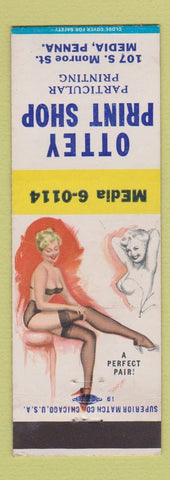 Matchbook Cover - Ottey Print Shop Media PA pinup