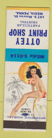 Matchbook Cover - Ottey Print Shop Media PA pinup