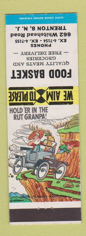 Matchbook Cover - Food Basket Grocery Trenton NJ hillbilly