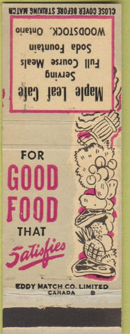 Matchbook Cover - Maple Leaf Cafe Woodstock ON