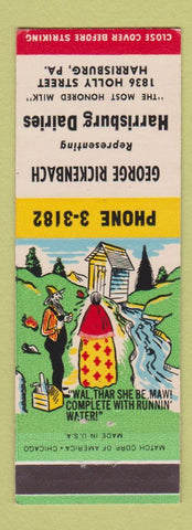 Matchbook Cover - Harrisburg Dairies George Rickenbach PA hillbilly #2