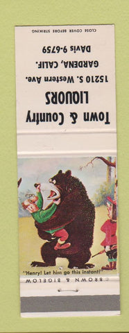 Matchbook Cover - Town and Country Liquors Gardena CA