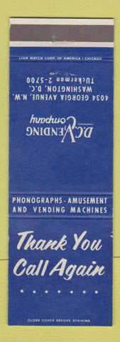 Matchbook Cover - DC Vending Washington DC