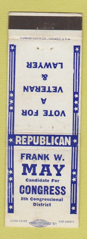 Matchbook Cover - Frank May for Congress WEAR