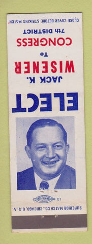 Matchbook Cover - Jack Wisener Congress Election
