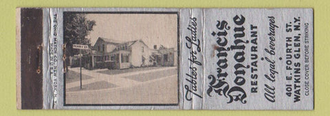 Matchbook Cover - Francis Donahue Restaurant Watkins Glen NY WEAR