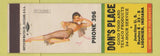 Matchbook Cover - Don's Place Texaco oil gas Ligonier IN pinup