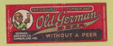 Matchbook Cover - Old German Lager Beer Cumberland MD BOBTAIL
