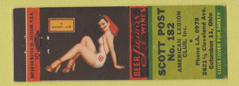Matchbook Cover - American Legion Columbus IN Scott Post pinup