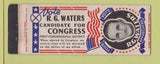 Matchbook Cover - RC Waters Congress Election TX WEAR
