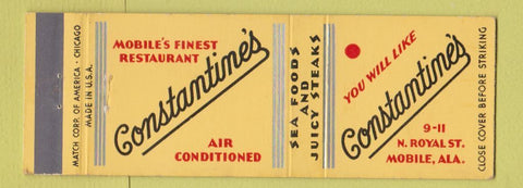 Matchbook Cover - Constantine's Mobile AL Restaurant