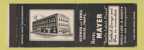 Matchbook Cover - Hotel Mayer Devils Lake ND