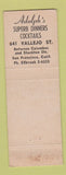 Matchbook Cover - Adolph's Restaurant San Francisco CA Full Length