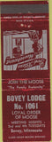 Matchbook Cover - Moose Lodge Bovey MN