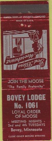Matchbook Cover - Moose Lodge Bovey MN