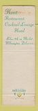 Matchbook Cover - Kent Restaurant Pickwick Lounge Wilmington DE