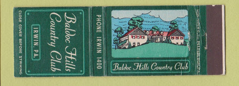 Matchbook Cover - Baldoc Hills Country Club Irwin PA