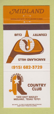 Matchbook Cover - Richland Hills Country Club Midland TX 30 Strike