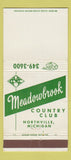 Matchbook Cover - Meadowbrook Country Club Northville MI 30 Strike