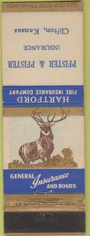 Matchbook Cover - Hartford Insurance Pfister Clifton KS