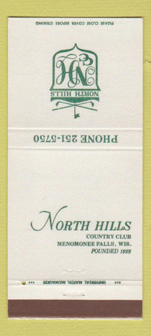 Matchbook Cover - North Hills Country Club Menomonee Falls WI 30 Strike