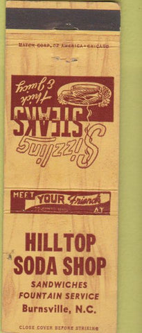 Matchbook Cover - Hilltop Soda Shop Burnsville NC
